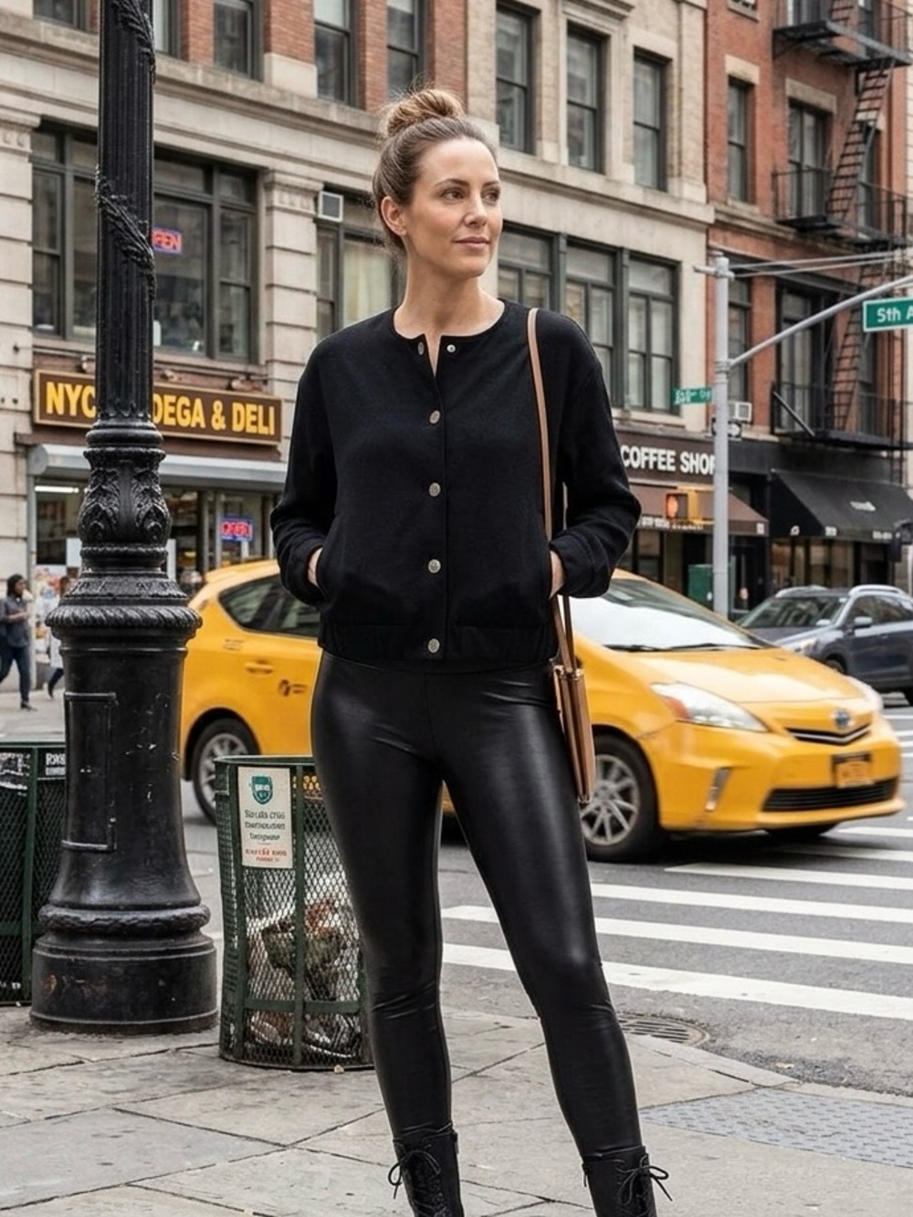 LMT: SPANX Black Snap-Front Bomber Jacket